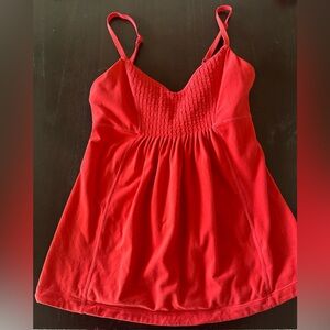Lululemon Dance Fouette Tank Top Activewear Yoga Smocked Red Orange Size 8